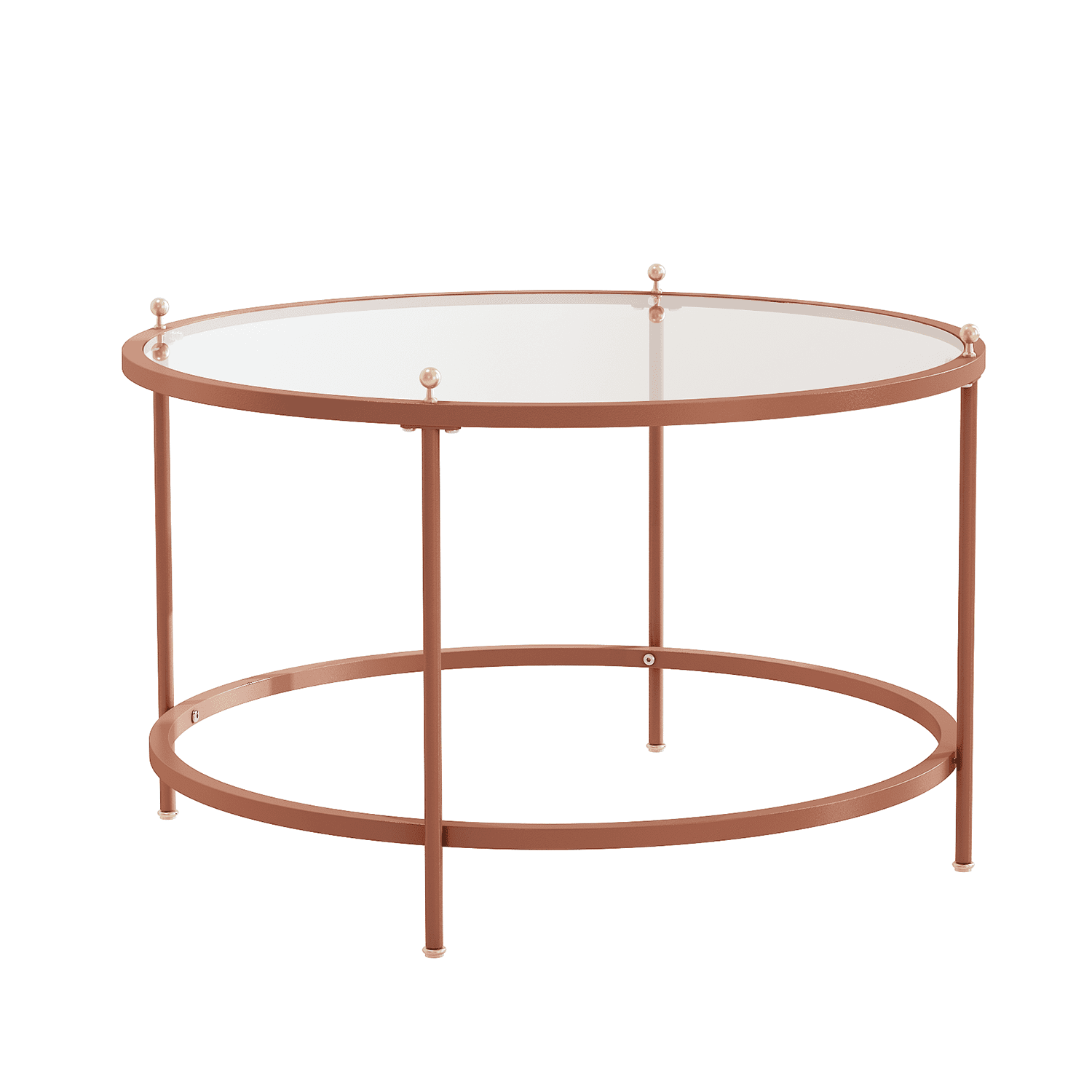 Kadyn 33" Glass Tabletop Coffee Table, Carbon steel Coffee Table for Living Room, Modern Round Coffee Table, Rose Gold Kadyn 33" Glass Tabletop Coffee Table, Carbon steel Coffee Table for Living Room, Modern Round Coffee Table, Rose Gold