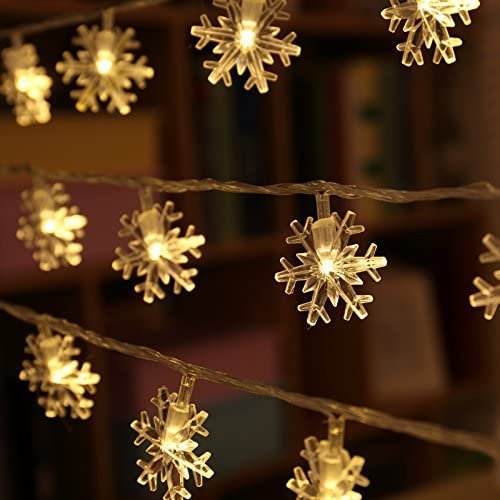 LINLIN LED String Lights,Snowflake String Lights 6M 40LED Battery Operated Indoor Christmas Xmas Tree Lights, Waterproof Fairy Lights, Outdoor Garden Party Lights-2 Modes
