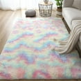 thumbnail image 5 of Colorful Rainbow Fluffy Shag Runner r Rug Pink Plush Carpet for Kids Girls Living Room Bedroom Decor Nursery Multicolor Area Rug, 5 of 6