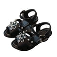 thumbnail image 3 of Viluyesy Girls Rhinestone Bow Sandals Kids Pointed Dress Heels Summer Wedding Party Performance Princess Shoes Black Size 1.5 M, 3 of 7