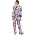 thumbnail image 2 of Bimba Purple Button-Down Shirt With Elastic Waist Pajama Pant Night Wear Set-4, 2 of 4