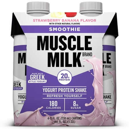 Muscle Milk Smoothie Yogurt Protein Shake, Strawberry Banana, 20g Protein, 11 Fl Oz, 4