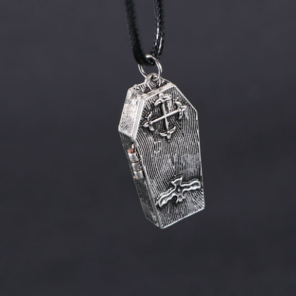 UPKOCH Skull Locket Pendant 1Set Black Alloy with Charms Photo Beads Jewelry for Men Women