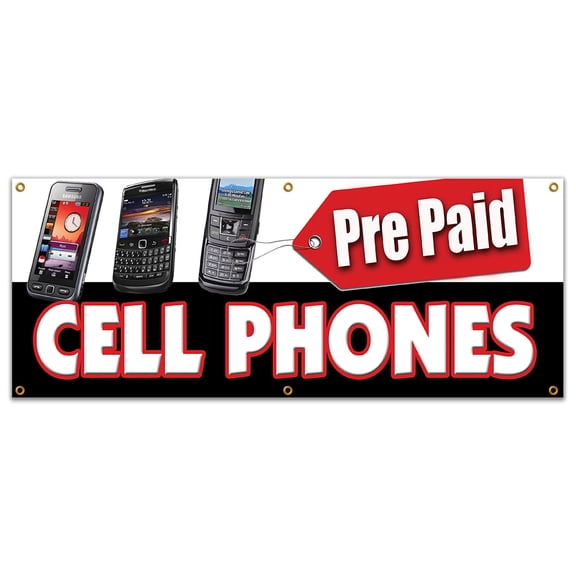 SignMission B-72 Prepaid Cell Phones 24 x 72 in. Prepaid Cell Phones Banner Sign