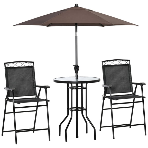 Outdoor Patio Dining Set with Black Chairs / Wipe-Clean Table for Easy Use / Summer Outdoor Events