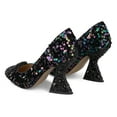 thumbnail image 4 of YDN Women Rhinestone Studded Buckle Pumps Slip On Crystal Chunky High Heels Closed Pointed Toe Office Shoes Size 7 Multi Paillette, 4 of 4