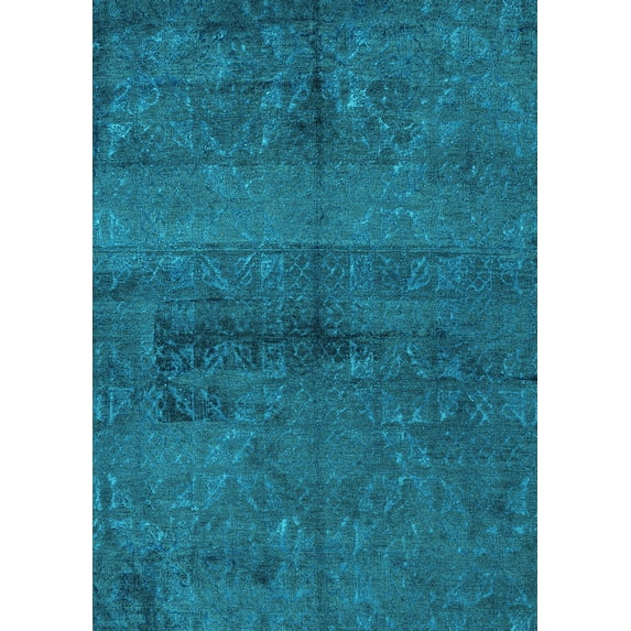 Ahgly Company Machine Washable Indoor Rectangle Persian Turquoise Blue Bohemian Area Rugs, 2' x 3'