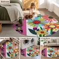 thumbnail image 5 of Round Rug 7Ft Washable Non-Slip, Spring Daisy Circle Area Rugs for Living Room Bedroom, Pink Modern Abstract Art Dots Floral Indoor Floor Mats Carpet Runner for Home Decor Aesthetic, 5 of 8