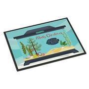 Carolines Treasures CK4508MAT Emperor Angelfish Merry Christmas Door Mat Indoor Rug or Outdoor Welcome Mat 18x27 Doormat