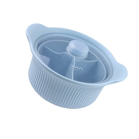 Space Saving Silicone Steamer 3 Compartments Microwave Pot with Handle and Lid