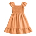 thumbnail image 6 of Girls' Dress 5-14Y Short Sleeve Round Neck Solid Color Polyester for Daily Casual Wear Orange 7-8 Years, 6 of 9