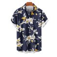 thumbnail image 2 of AHTJRT Stylish Men's Camouflage Print Button Down Short Sleeve Shirt Dark Blue L, 2 of 4