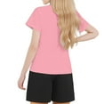 thumbnail image 3 of Zhuashum Kid Girls Outfits 6-7 Years Letter Pattern Clothes Round Neck Short Sleeve Set Leisure T Shirt Short Elegance Girls Clothing Pink, 3 of 4