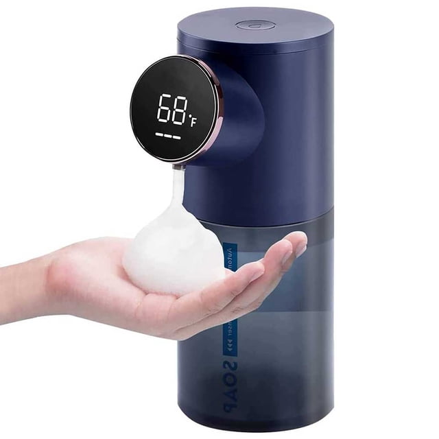Distributeur Automatique de Savon Moussant Sans Contact, Distributeur de Savon Moussant Électrique Intelligent, Distributeur de Savon Mains Libres pour Comptoir avec Capteur Infrarouge Réglable Étanche pour Cuisine Salle de Bain, Blanc 15.2oz