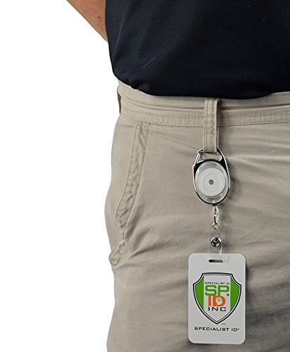 25 Pack - Specialist ID Carabiner Badge Reels - Retractable ID Card Holders (White)