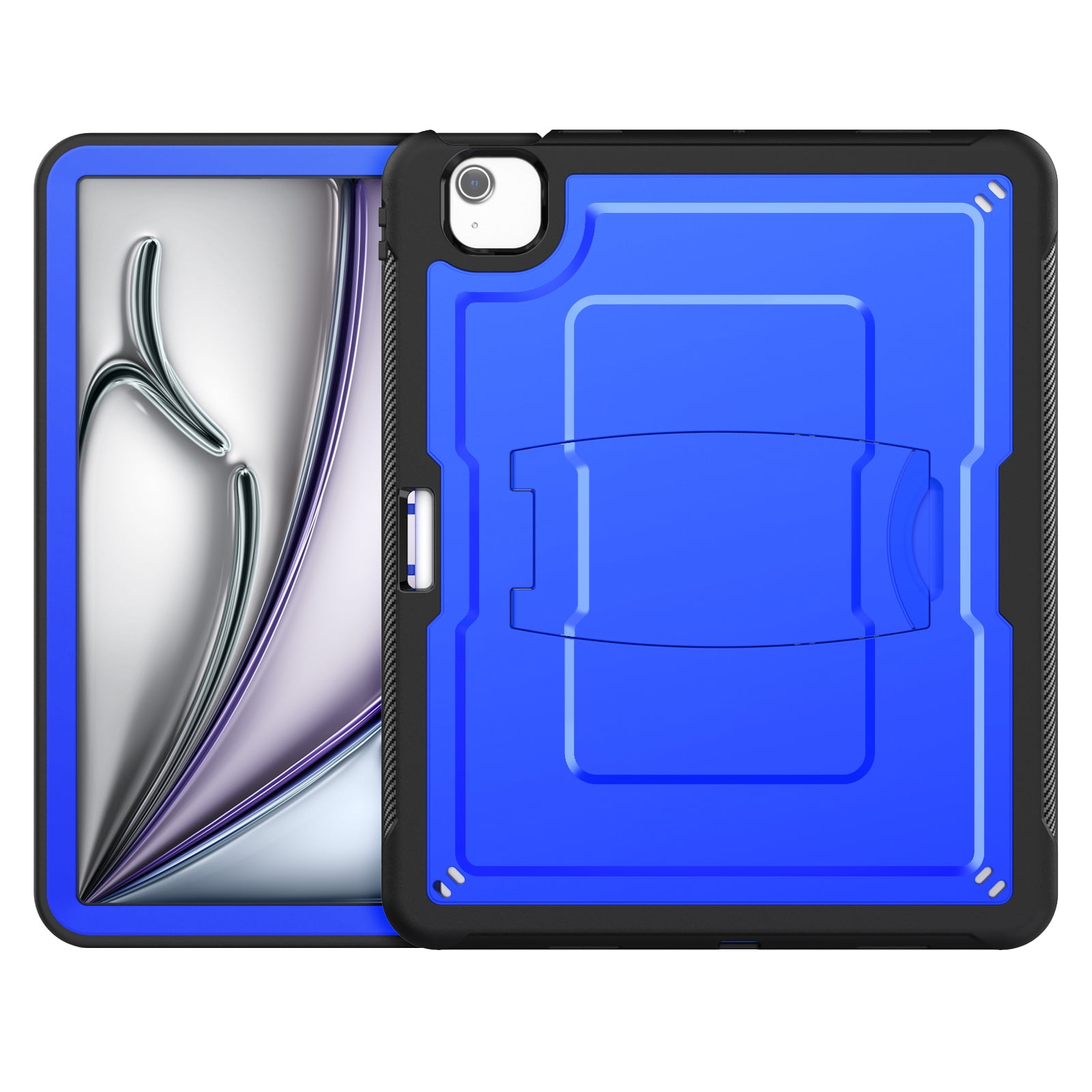 Allytechgroup Case for Apple iPad Air 13 Inch M3 2025 with Pencil Holder/ Support Pencil 2nd & Magnetic Attachment Wireless Charging Kickstand Hard PC + Soft TPU Shockproof Stand Rugged Cover, Blue