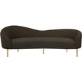 thumbnail image 3 of Meridian Furniture Ritz Boucle Fabric & Metal Sofa in Brown and Gold, 3 of 20