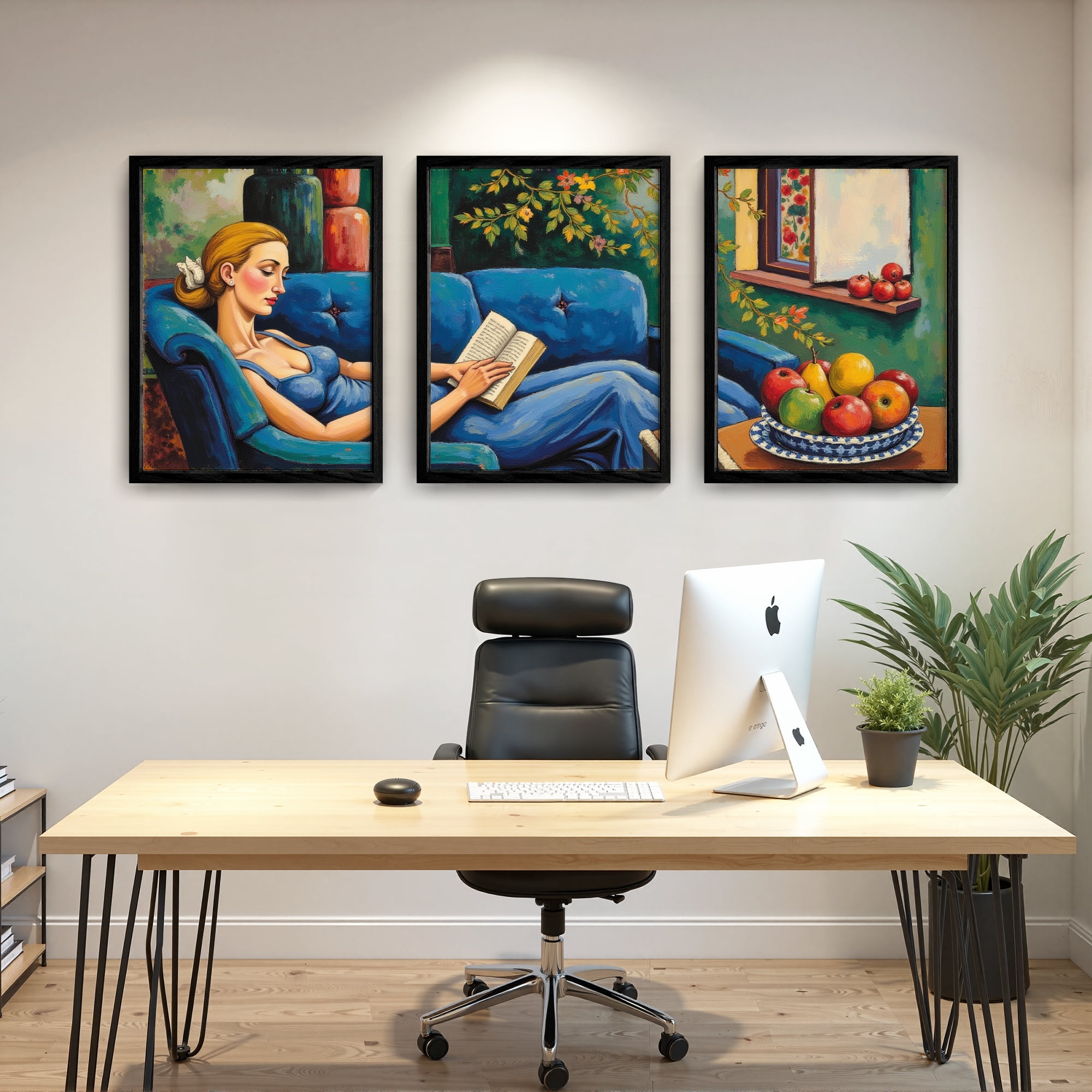 MAYEERTY Modern Abstract Wall Art Painting, Living Room Decor, Black MDF Frame, 15.7"x11.8"