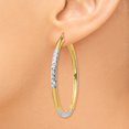 thumbnail image 3 of 14K Rhodium Plated Yellow Gold & Rhodium Diamond Cut 3x45mm Hoop Earrings, 3 of 4
