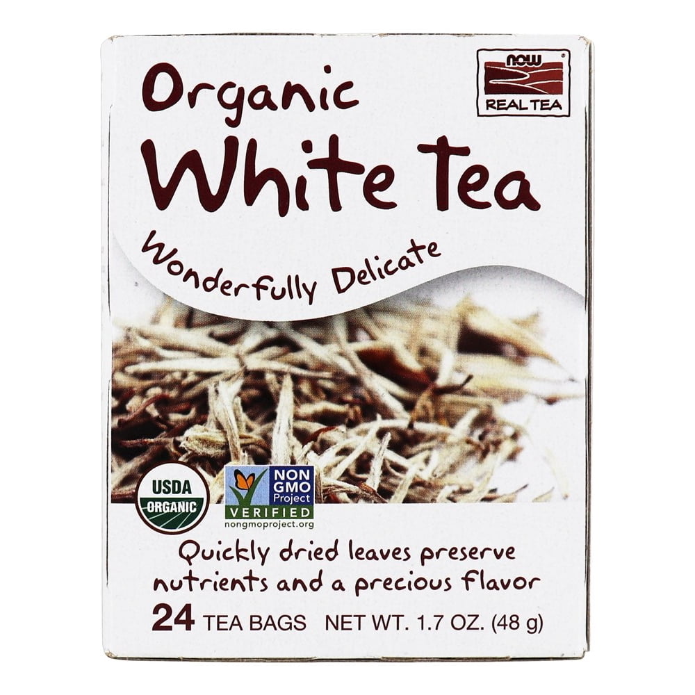 NOW Real Tea Organic White Tea Bags, 24 Ct