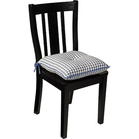 Better Homes and Gardens Gingham Chair Pads Set of 4, Blue Denim