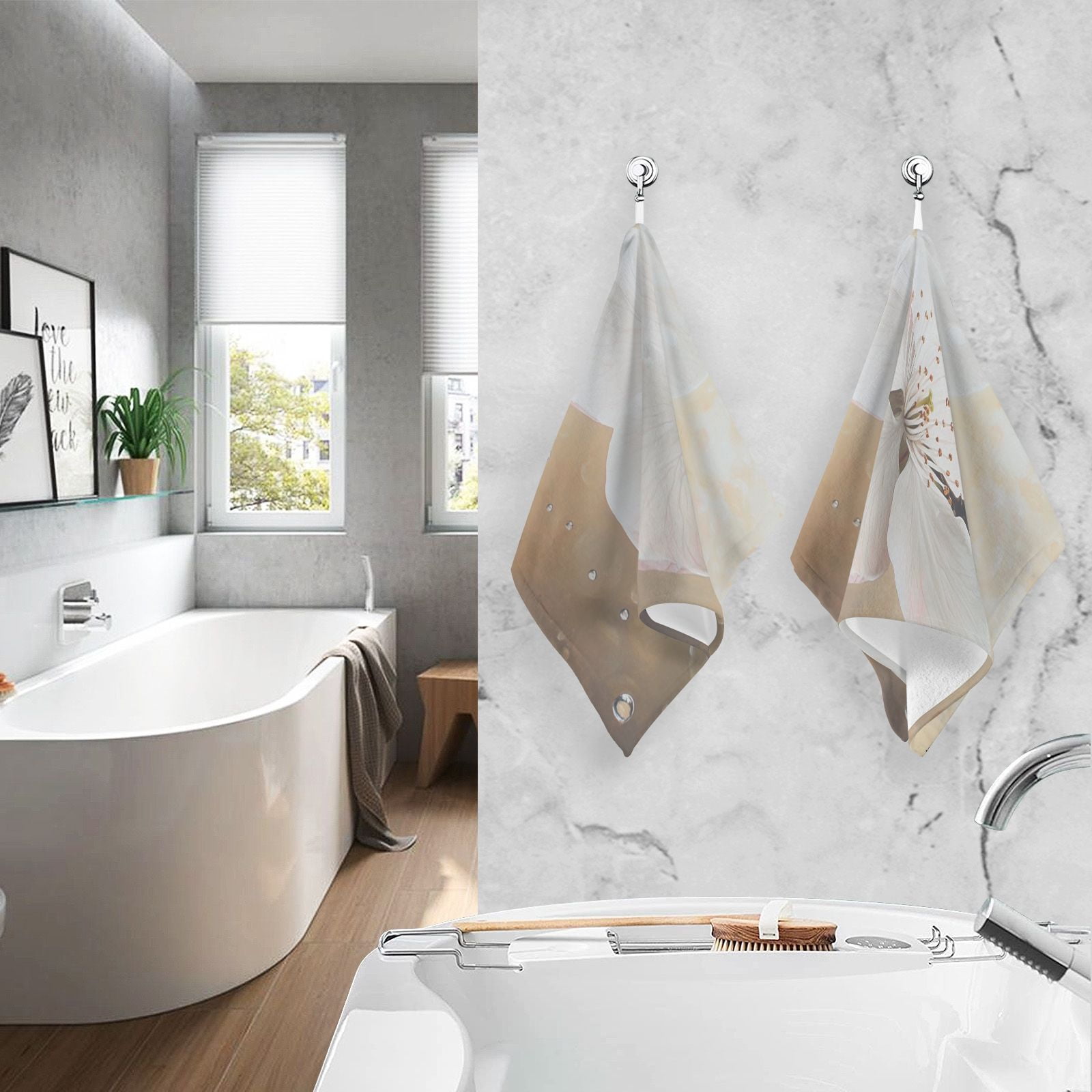 Blossom Drop Hand Towels Cotton Bath Towels Large Face Towels Absorbent for Bathroom 2 Packs