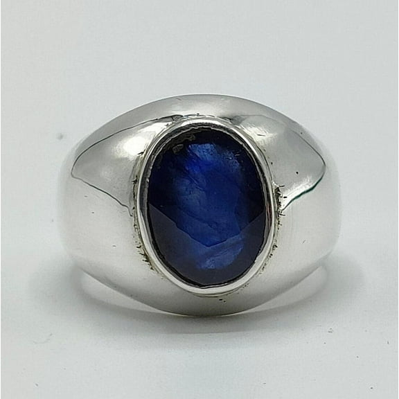 Natural Unheated and Untreated Ceylon Blue Sapphire Neelam Stone Elegant Style Ring for Men and Women in 925 Sterling Silver Handmade Ring