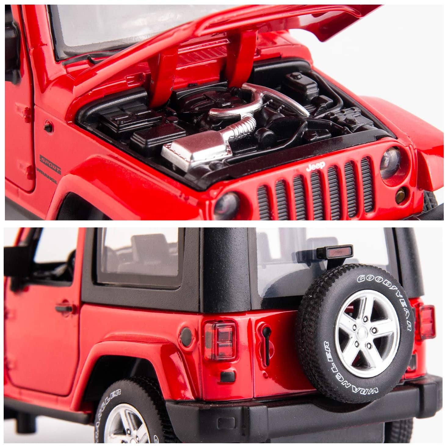 Jeep Wrangler Sahara Rubicon 1:32 Model Car Diecast Gift Toy Vehicle Kids Red 