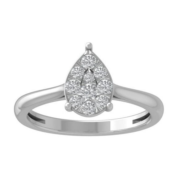 ARAIYA FINE JEWELRY Sterling Silver Round Cluster Diamond Engagement Ring (1/3 cttw, I-J Color, I2-I3 Clarity), Size 5