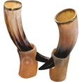 thumbnail image 2 of Juego de 2 tazas con forma de cuerno para beber, estilo antiguo, con soporte, 2 of 3