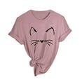 thumbnail image 5 of Fsqjgq Tshirt Womens Tops Blouse Fashion Women Tops Trendy Womens Spring Summer Cats Printed Short Sleeve Crewneck T Shirt Top Pink Xl, 5 of 5