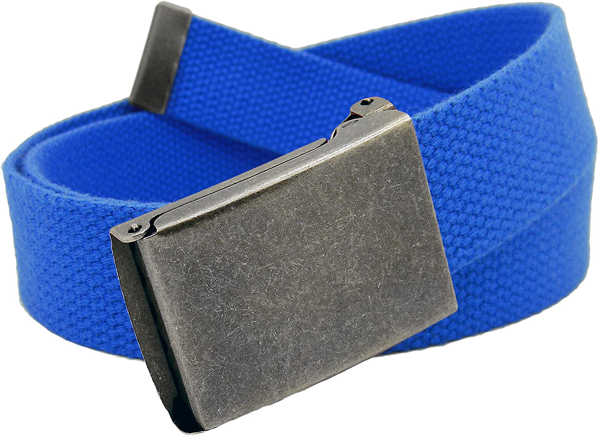 Mens Distressed Silver Flip Top Military Belt Buckle with Canvas 