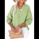 thumbnail image 1 of Blusas Casuales de Larga con Cuello en V y Botones para Mujer, Blusas Lisas de Gran Tamaño. Verde XXL, 1 of 7