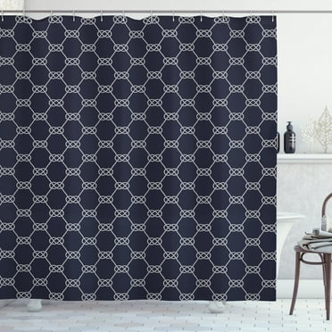 Ambesonne Navy Blue Shower Curtain, Navy Inspired Knot, 69"Wx84"L, Dark Blue Cream