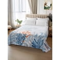 thumbnail image 3 of Queen Size Flat Sheet Only, Coastal Coral Soft Brushed Microfiber Bed Sheets, Blue Ocean Starfish Turtle Watercolor Hotel Quality Breathable Bedding Top Sheet, Easy Care, 90"x102", 3 of 9