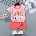 thumbnail image 2 of NOLDARES Baby Boy Summer Outfits 2pcs Short Sleeve Round Neck Tee Shirt Casual Drawstring Shorts Clothes(Watermelon Red,5-6 Y), 2 of 4