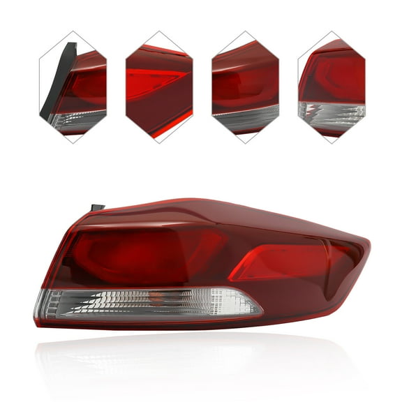 For 2017-2018 Hyundai Elantra Halogen Tail Light Assembly Passenger's Right Outer Side Red Black Housing Clear Lens RH HY2805142