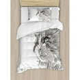 thumbnail image 3 of Ambesonne Animal Cat Head Portrait Furry Cute Head Kitten Domestic Meow Pet Drawing Illustration Duvet Cover Set, 3 of 3