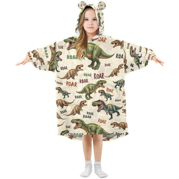 joogoo Wearable Blanket Hoodie for Cartoon Dinosaur-d1 Oversized Sherpa Hooded 3-14 YR M
