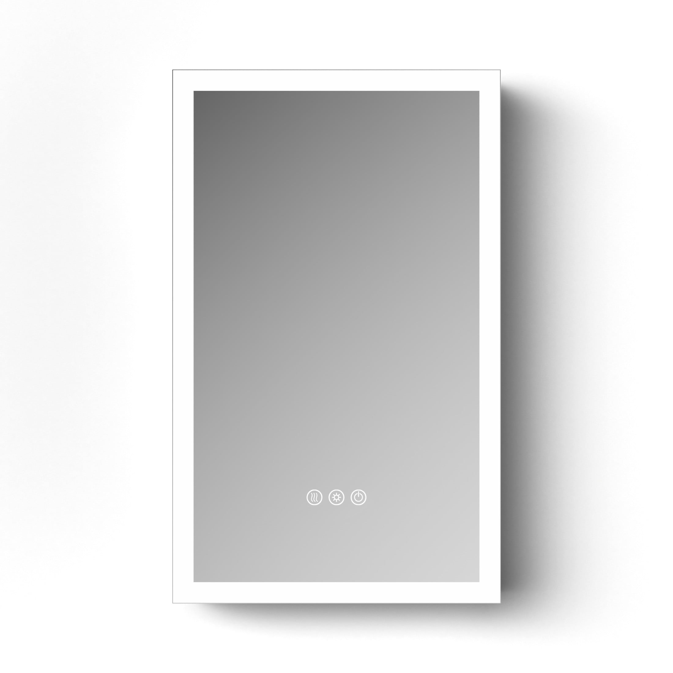 Noble House 16" x 26" LED Lighted Medicine Cabinet with Mirror, Adjustable Brightness, Recessed or Wall Mount, Silver