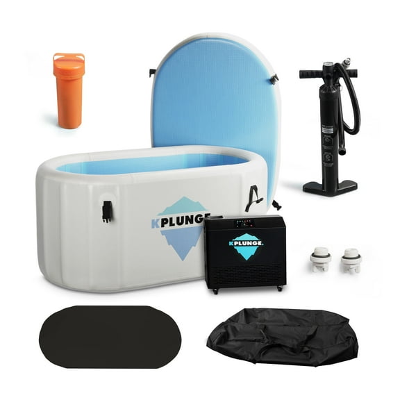 Kodiak 1-Person Inflatable Cold Plunge Ice Bath Tub/Hot Tub with PVC Insulated Lid, 1 HP Chiller and Heater in Gray