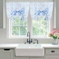thumbnail image 4 of Cute Bow Tie Up Curtains 45 Inches Long, Kitchen Window Curtains Over Sink, Blue Bowknot Minimalist Solid Color Small Window Curtains Shade Balloon Curtains Valances for Bedroom/Cafe 34"x45", 4 of 8