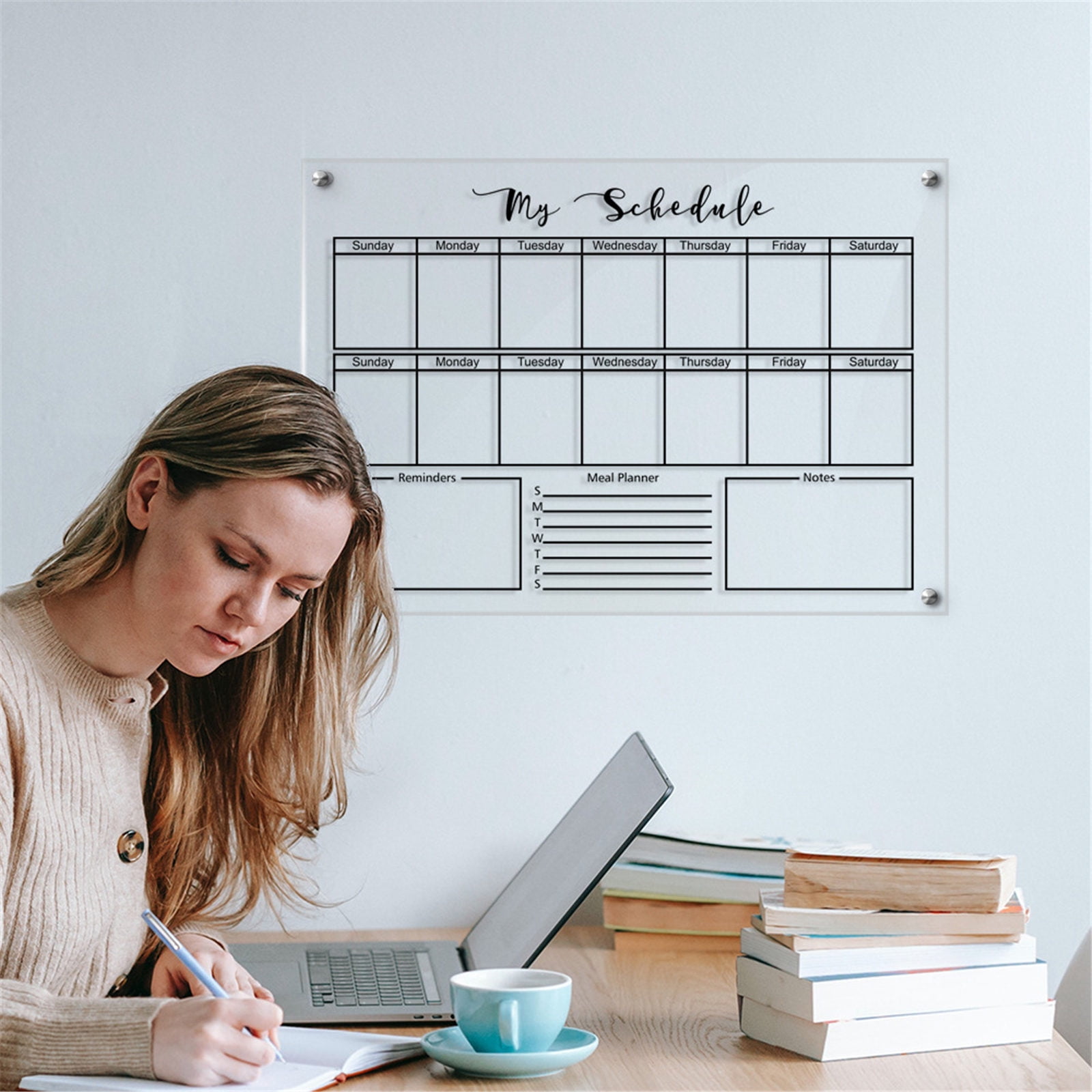 Pouches For Organization Wall Acrylic Weekly Planner Board Clear Dry Erases Calendar Planner Reusable Weekly Daily To Do List Board