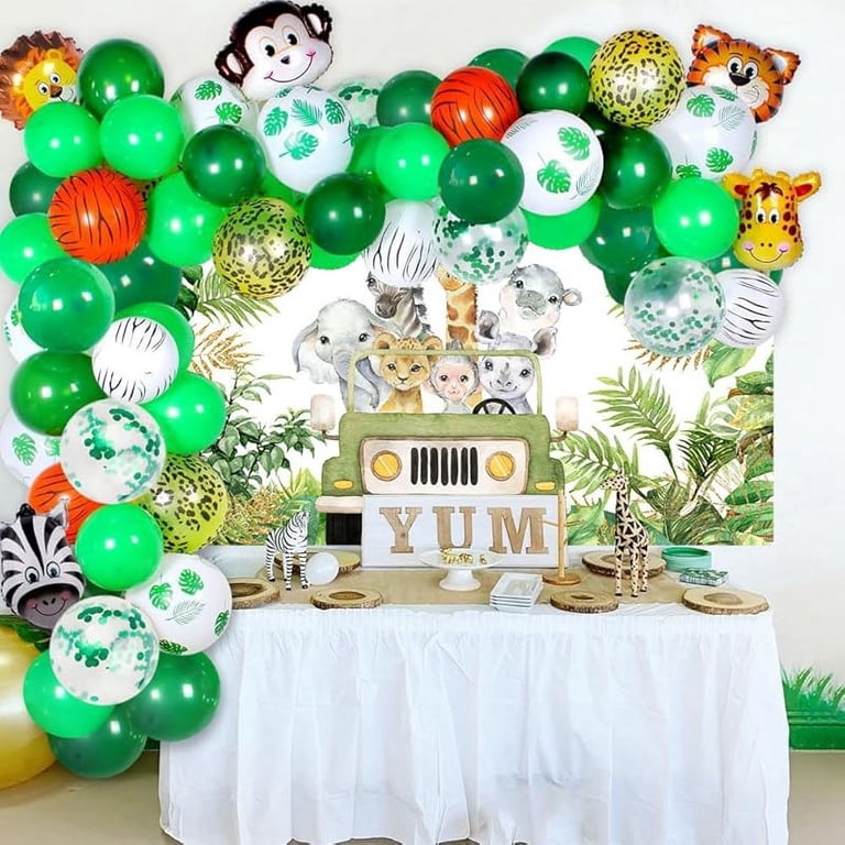 "A Wild One Is On The Way" Baby Shower Banner - DIY Jungle Theme Party Decor With Gold & Green Glitter