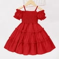 thumbnail image 4 of GaThRRgYP Toddler Girl Clothes Kids Baby Girls Sleeveless Doll Collar Vest Dress Princess Dress,Girls' Summer New Sleeveless Ruffled Round-Neck Mesh Princess Bow Skirt Red 1-8 Years, 4 of 7