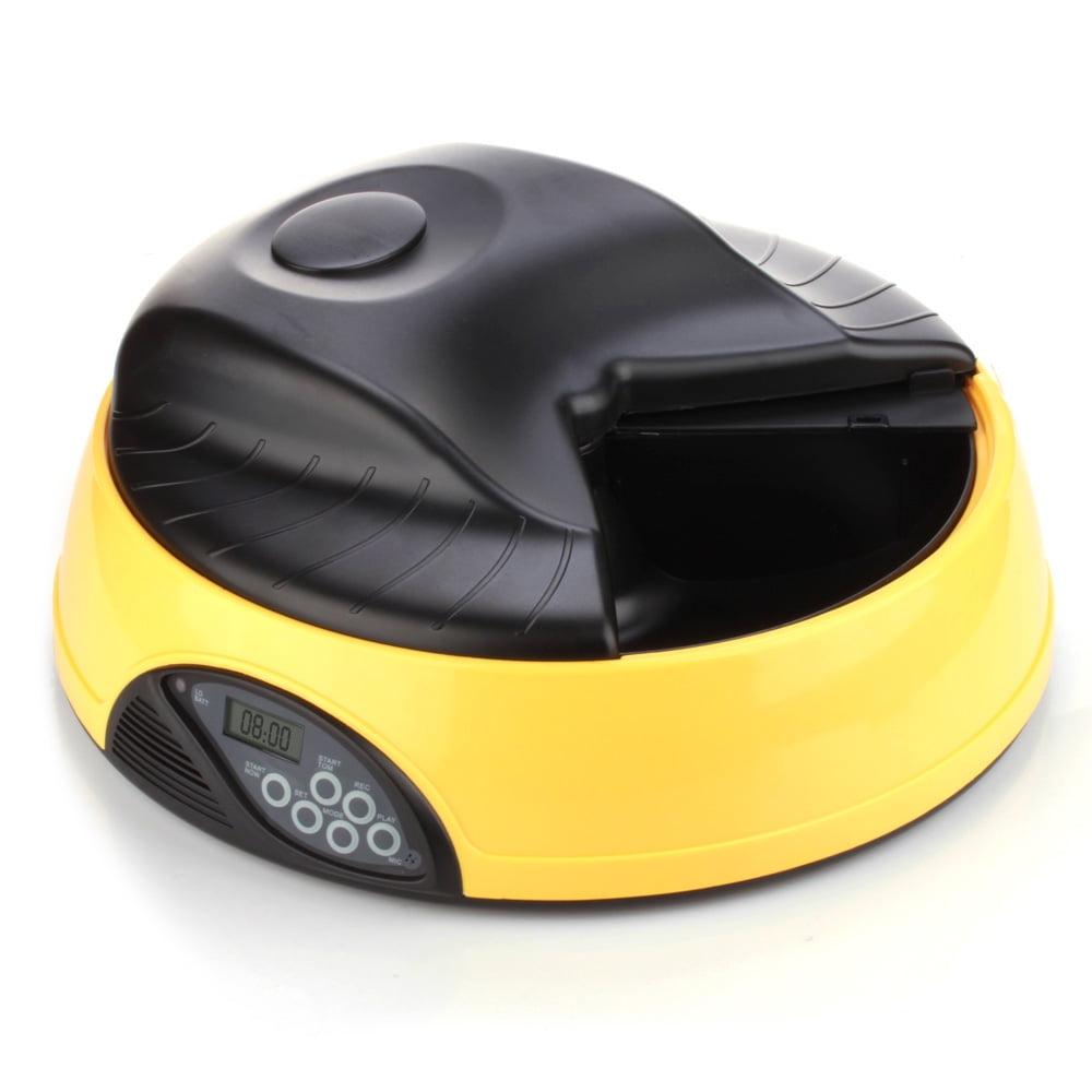 Automatic Dog Feeder 4 Meals (Yellow) Programmable Timer Pet Cat Puppy