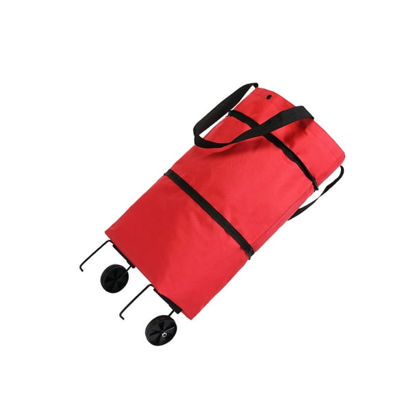 Naiovety Bolsa plegable de tela para carrito de compras, portátil y versátil, de gran capacidad, fuerte y duradera Almacenamiento y organización del hogar rojo