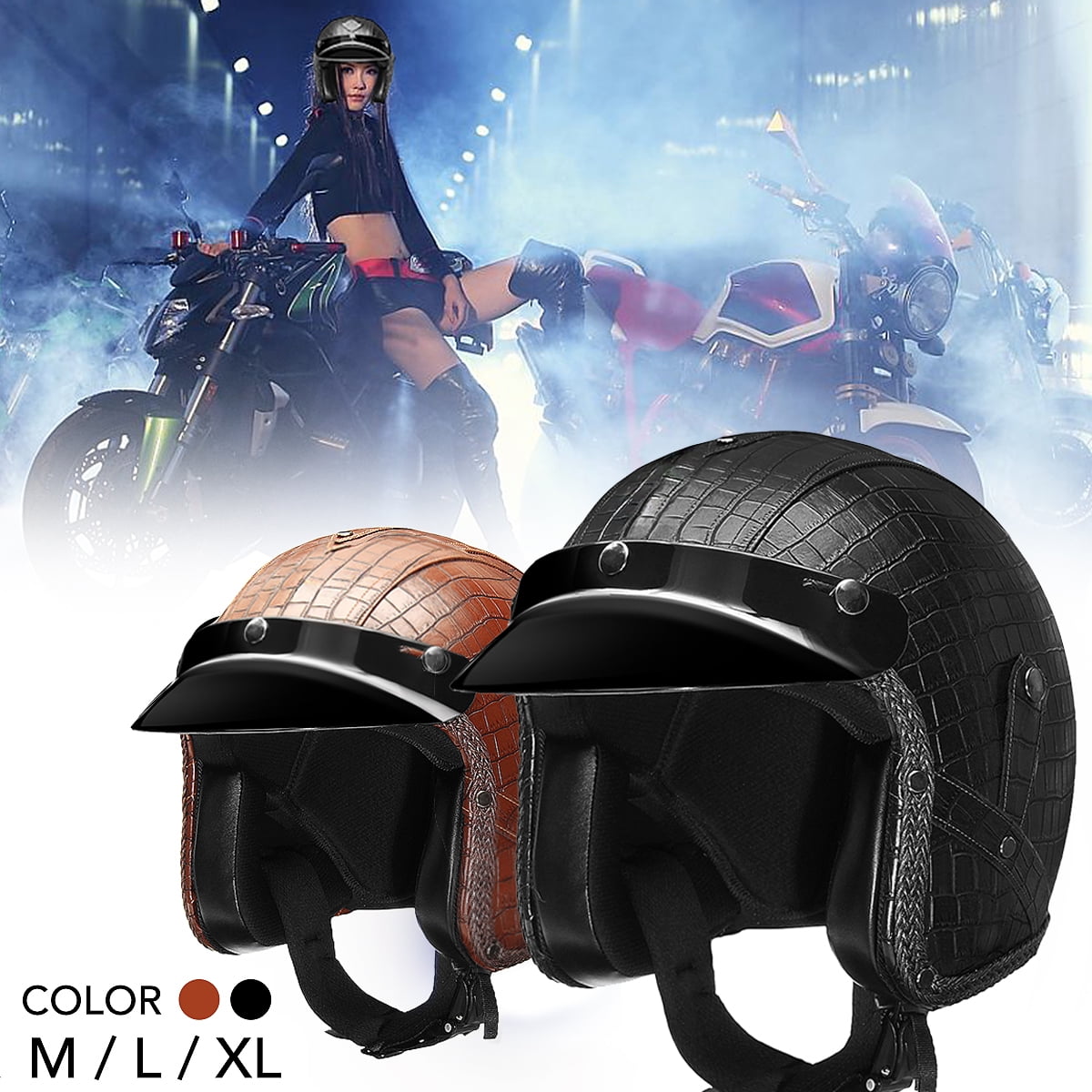 Scooter Helmet German Motorcycle Helmet Open Face Leather Half Helmet Brown Scooter Helmet German Motorcycle Helmet Open Face Leather Half Helmet Brown