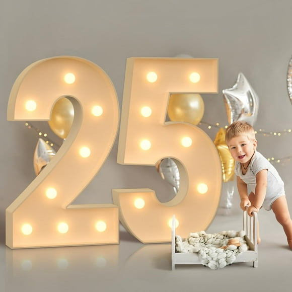 Numéros de Marque 25, Décorations du Nouvel An 2025, Chiffres Lumineux de 3 Pieds pour Décorations de Fête d'Anniversaire 25 Ans, Chiffres Mosaïque pour Ballons, Grands Chiffres, Cadre de Ballon Numéro un, Nu