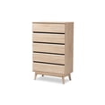 thumbnail image 2 of Baxton Studio Miren Commode Moderne Mi-Siècle Chêne Clair et Gris Foncé 5 Tiroirs, 2 of 5
